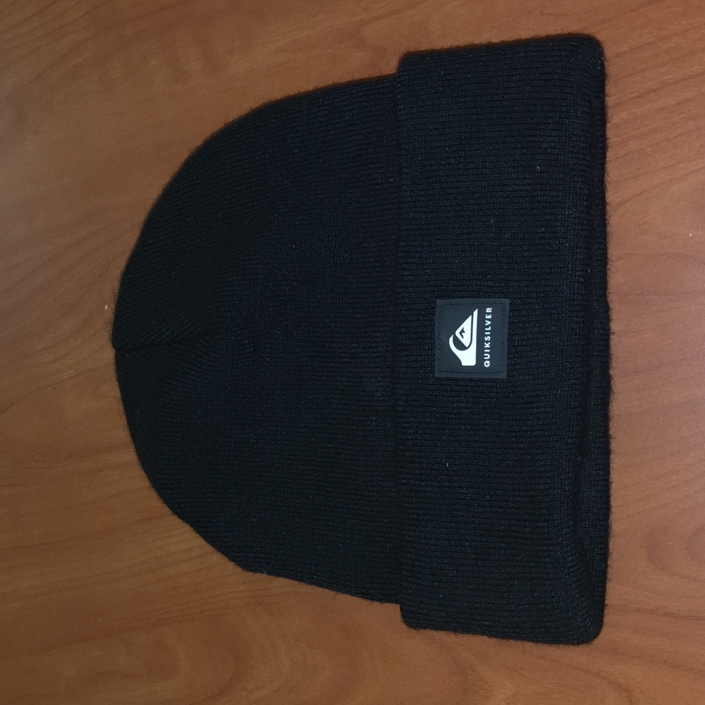 Quicksilver Stitched Patch Cuffed Knit Beanie - image 1